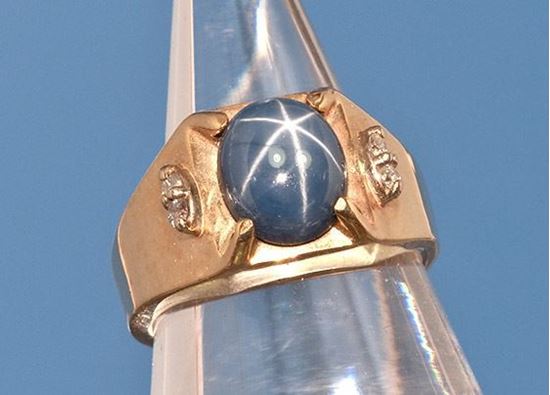 Star Sapphire & Diamond gold ring