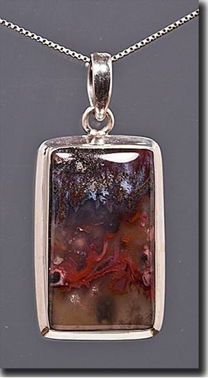Mexican Flame Agate Silver Pendant