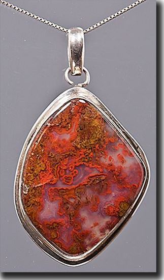 Woodward Ranch Plume Agate Silver Pendant