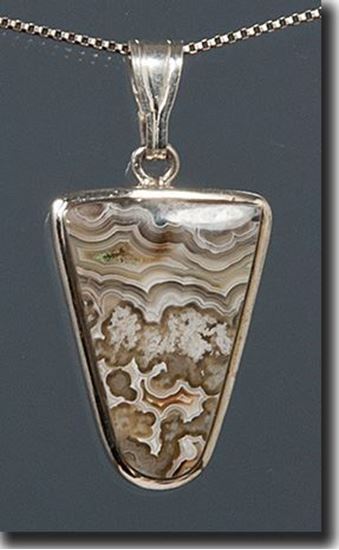Mexican Crazy Lace Agate Silver Pendant