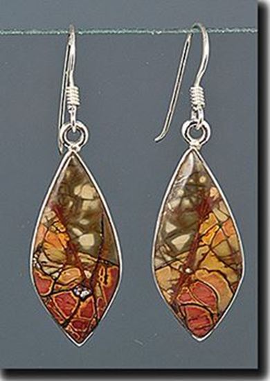 Chinese Red Creek Jasper Silver Earrings