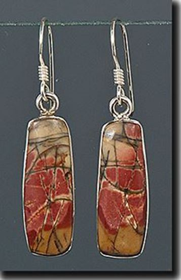 Chinese Red Creek Jasper Silver Earrings