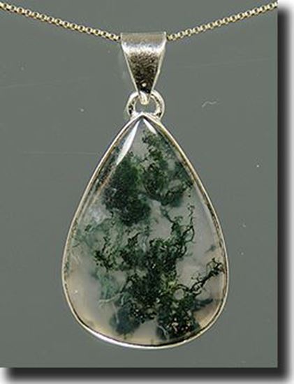 Silver Green Moss Agate Pendant